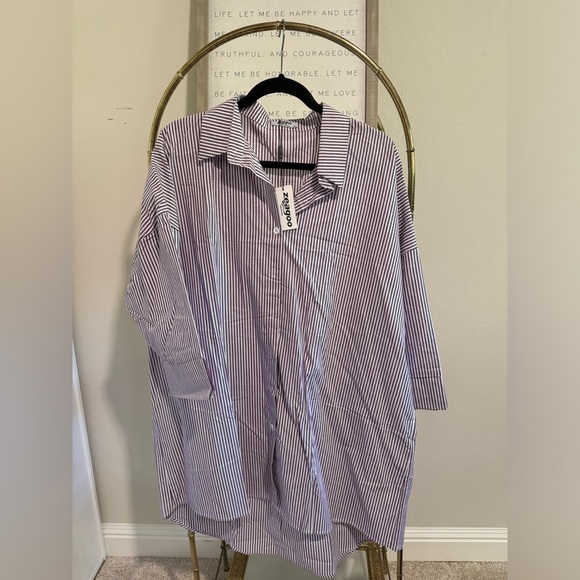 NWT 3/4 sleeve striped button down xxl - Picture 1 of 1